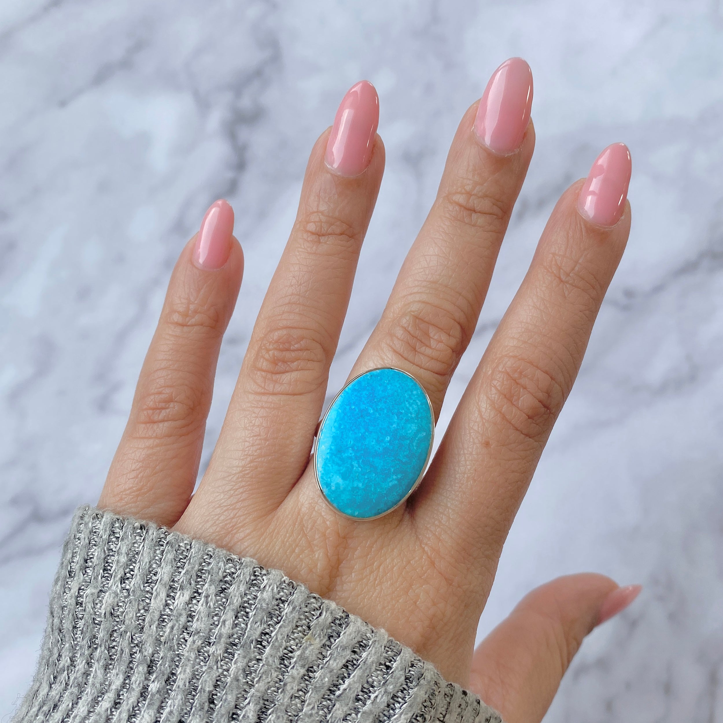 Turquoise Adjustable Ring-(TRQ-R-75.)